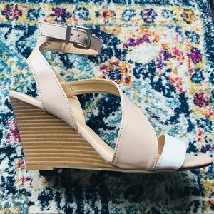 EXPRESS Pink and White Strappy Heeled Sandal